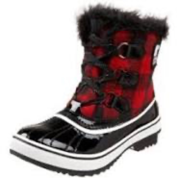 Sorel Buffalo Plaid Waterproof Winter Snow Ankle Boot Faux Fur Women’s 8.5 - Picture 1 of 5